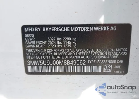 2021 BMW 3 Series M340I xDrive из США, поврежденный, VIN 3MW5U9J00M8B49062